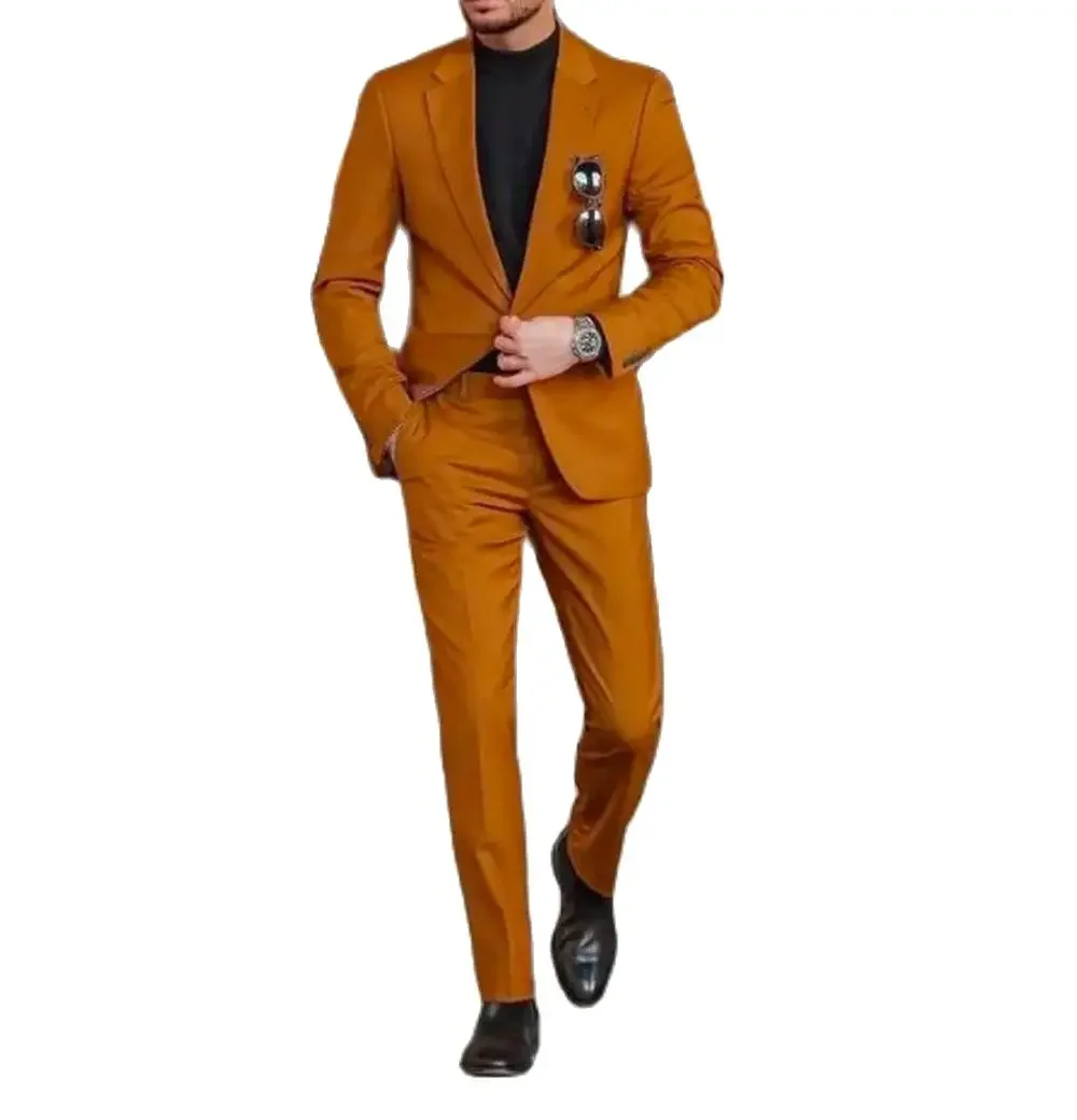Men Formal Party Wear Outfit - Blue/Green/Champagne Notch Lapel Blazer Trousers Men