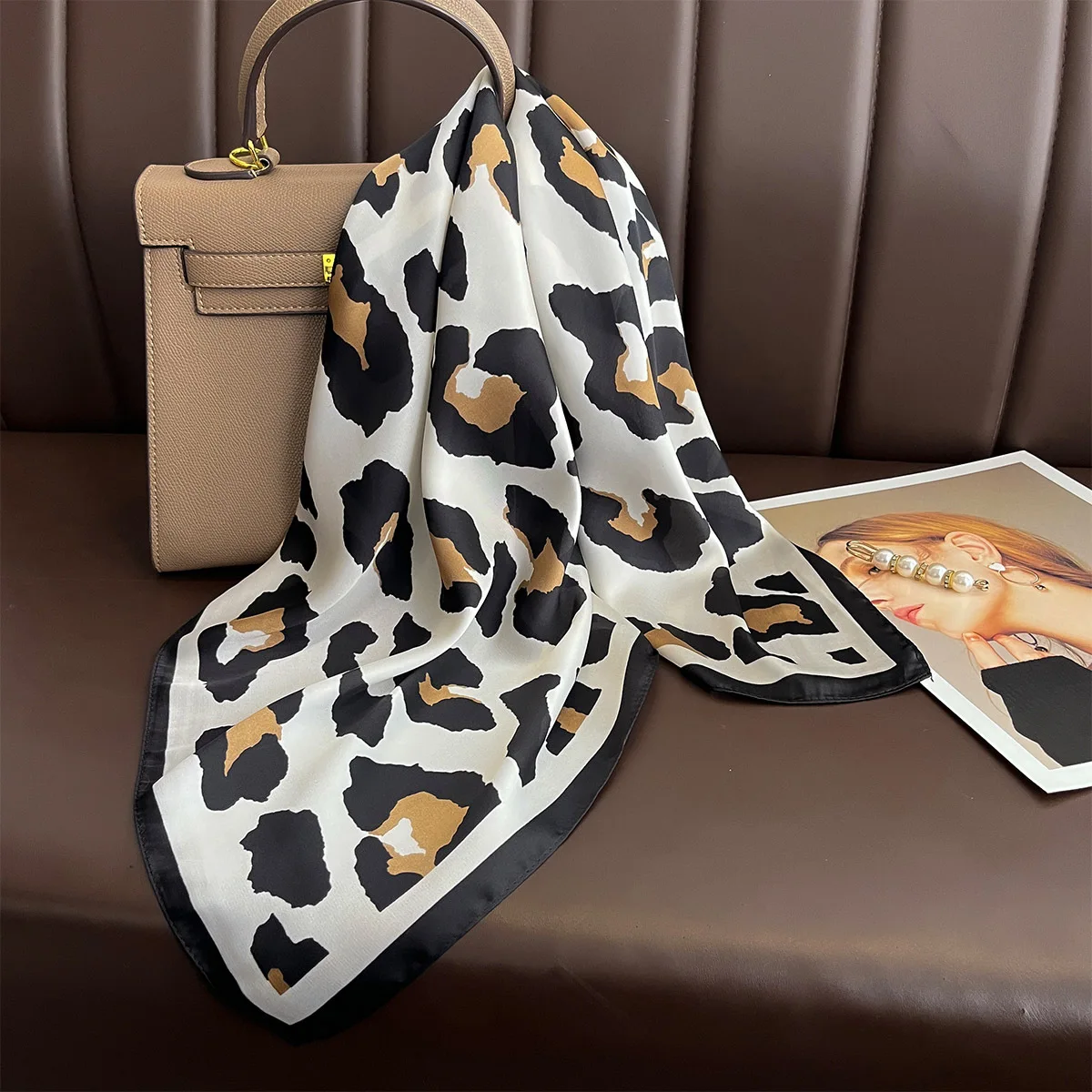 Silk Tie Woven - Leopard Scarf Women Imitation Silk Neck