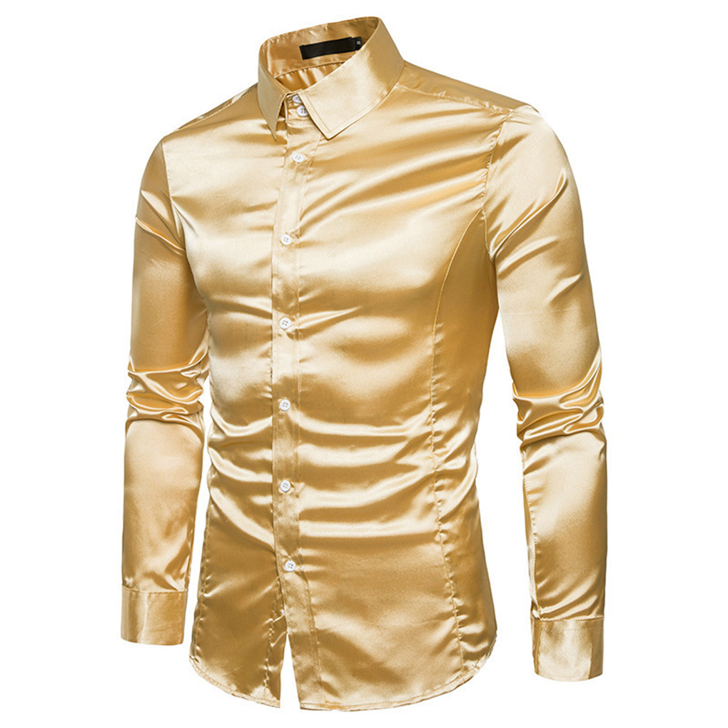 Mens Formal Look - Breathable Mens Shirt Satin Smooth With