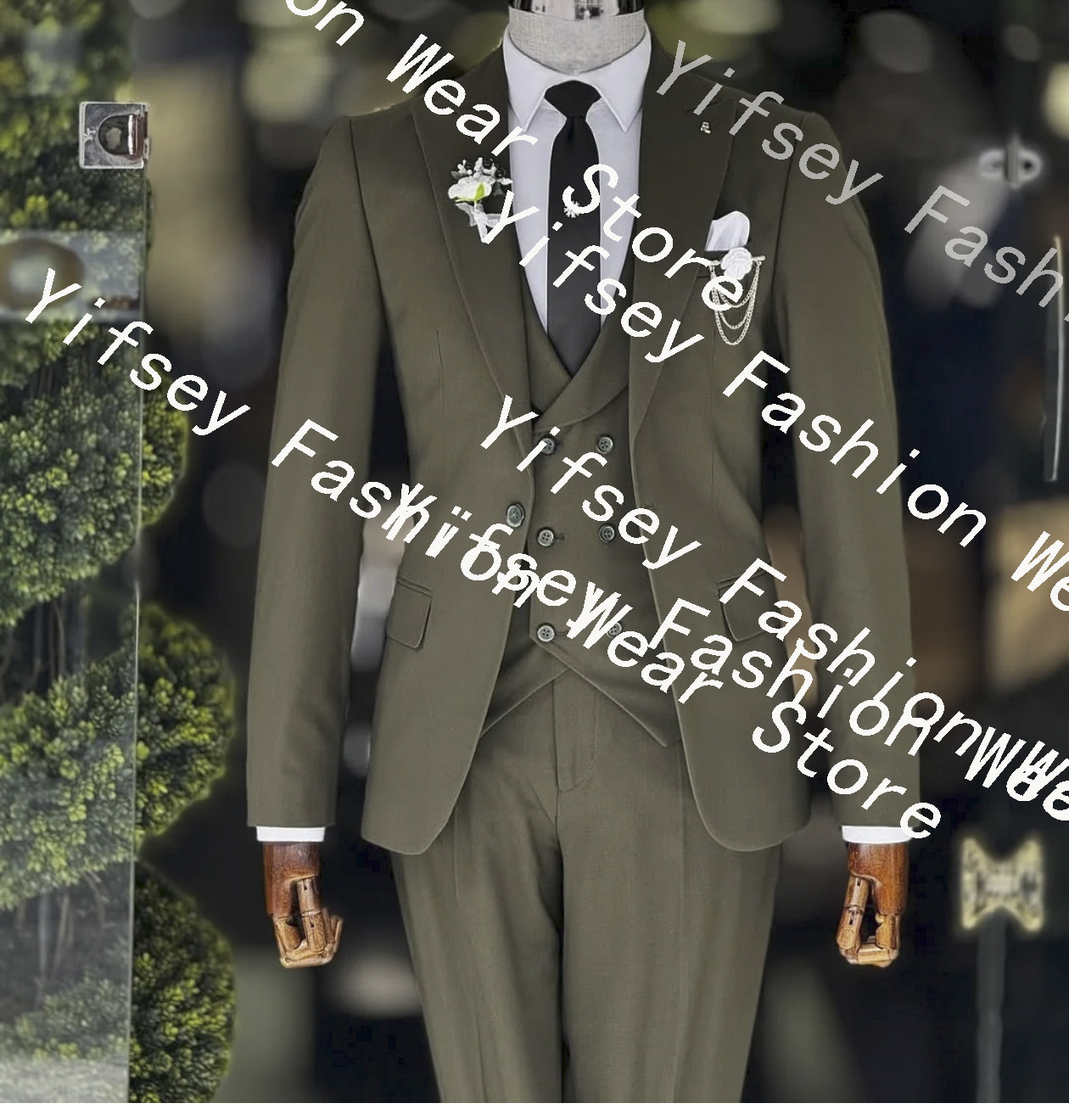 Men Formal Party Wear Outfit - Fashion Army Green Men's Suit Blazer