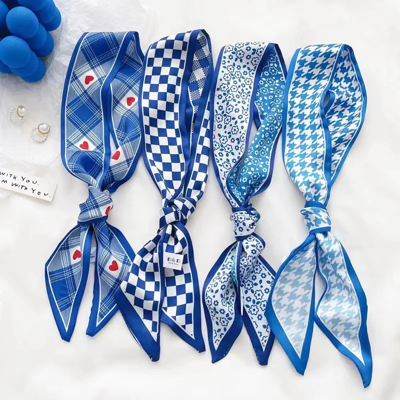 Silk Tie Woven - Klein blue silk scarf new checkerboard