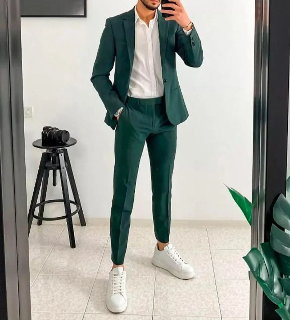 Blue/Green/Champagne Notch Lap - Men Formal Party Wear Outfit recensione e prezzo