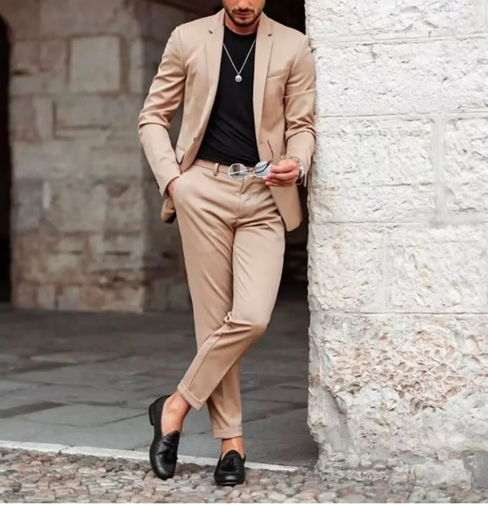Blue/Green/Champagne Notch Lap - Men Formal Party Wear Outfit recensione e prezzo