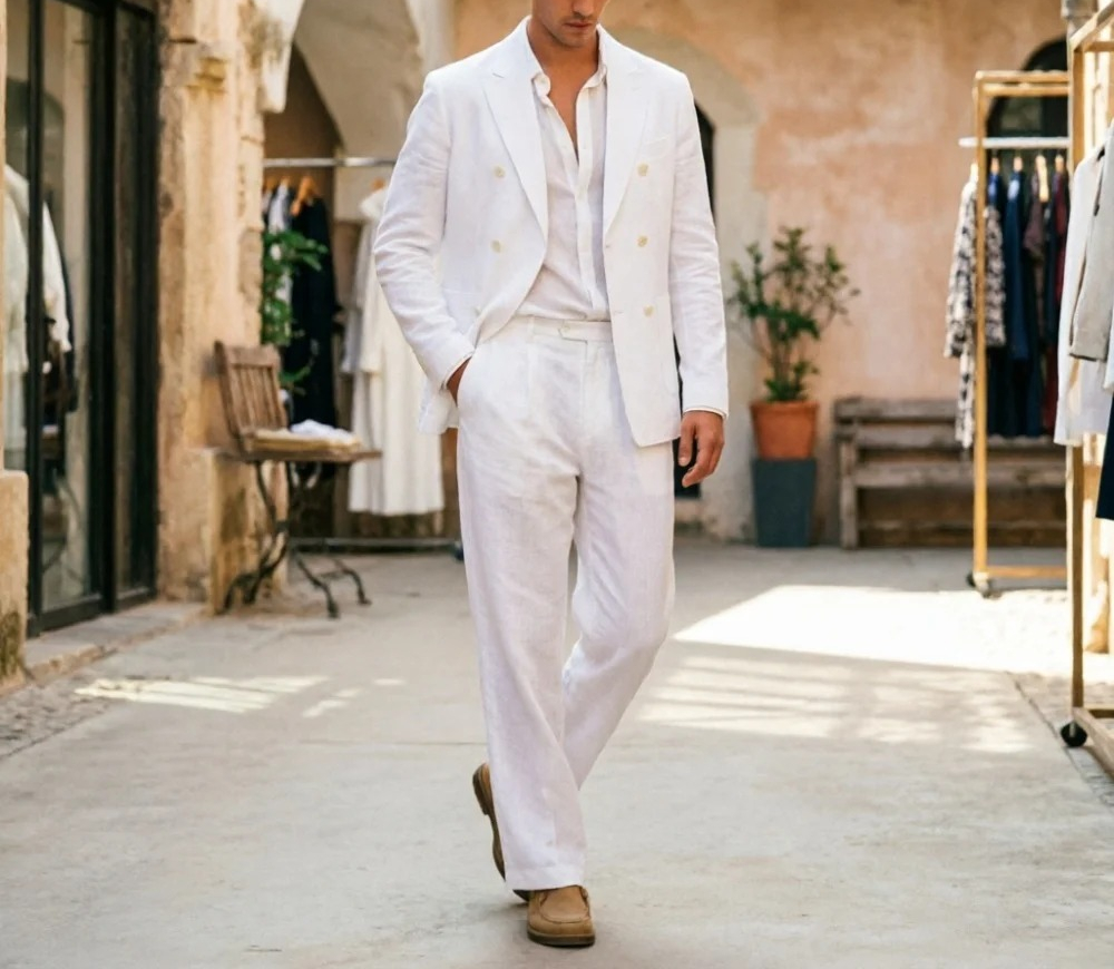 Sage Green Linen Men Suits Rel - Men Formal Wear Wedding Guest recensione e prezzo