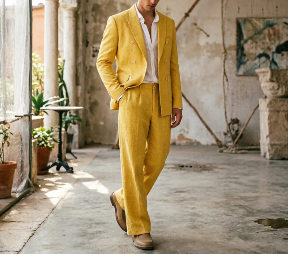 Sage Green Linen Men Suits Rel - Men Formal Wear Wedding Guest recensione e prezzo