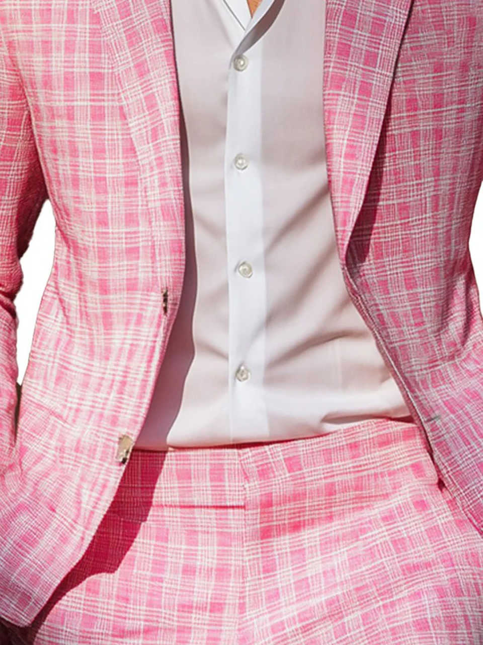 Summer Pink Plaid Mens Tuxedos - Men Formal Party Wear Outfit recensione e prezzo