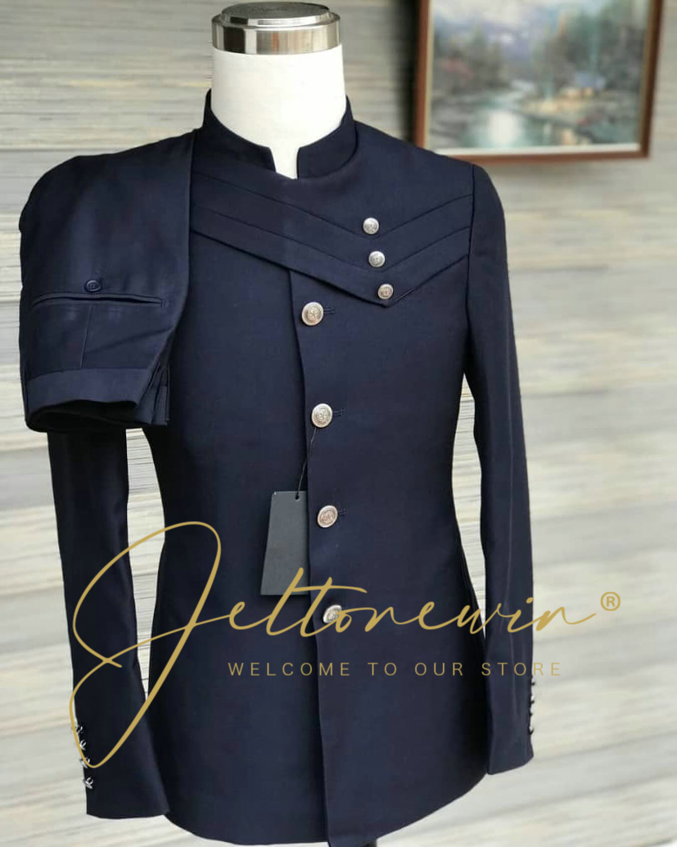 Men's Navy Blue Suit Set with  - Formal Wear For Men In Wedding recensione e prezzo