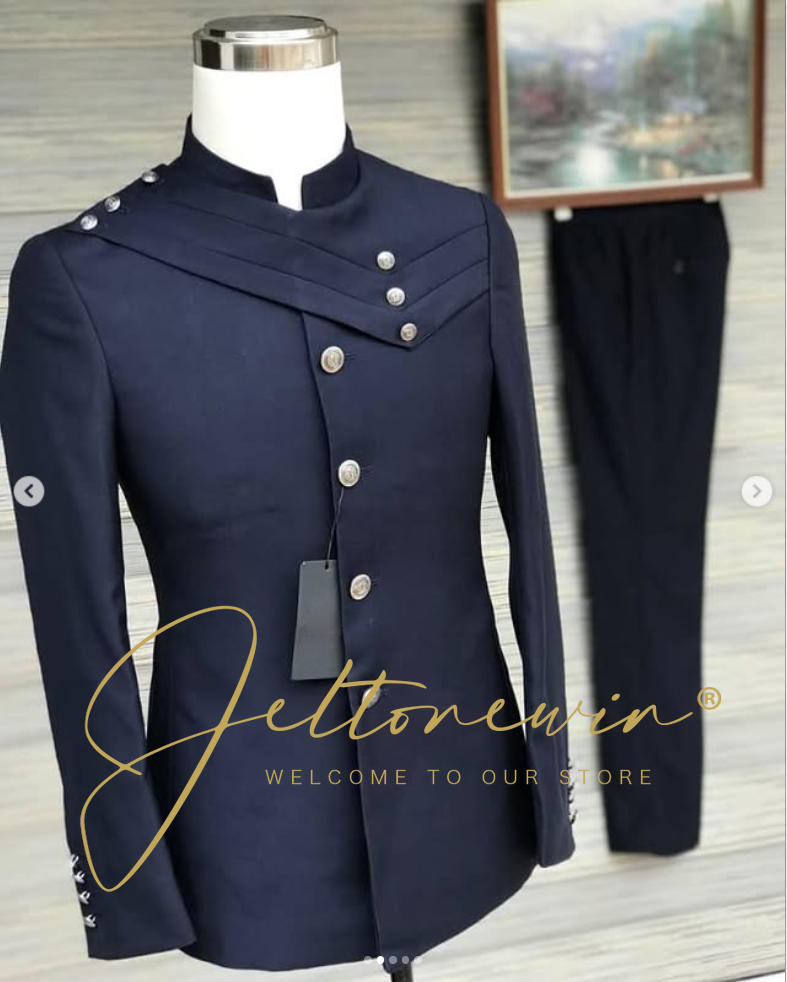 Men's Navy Blue Suit Set with  - Formal Wear For Men In Wedding recensione e prezzo