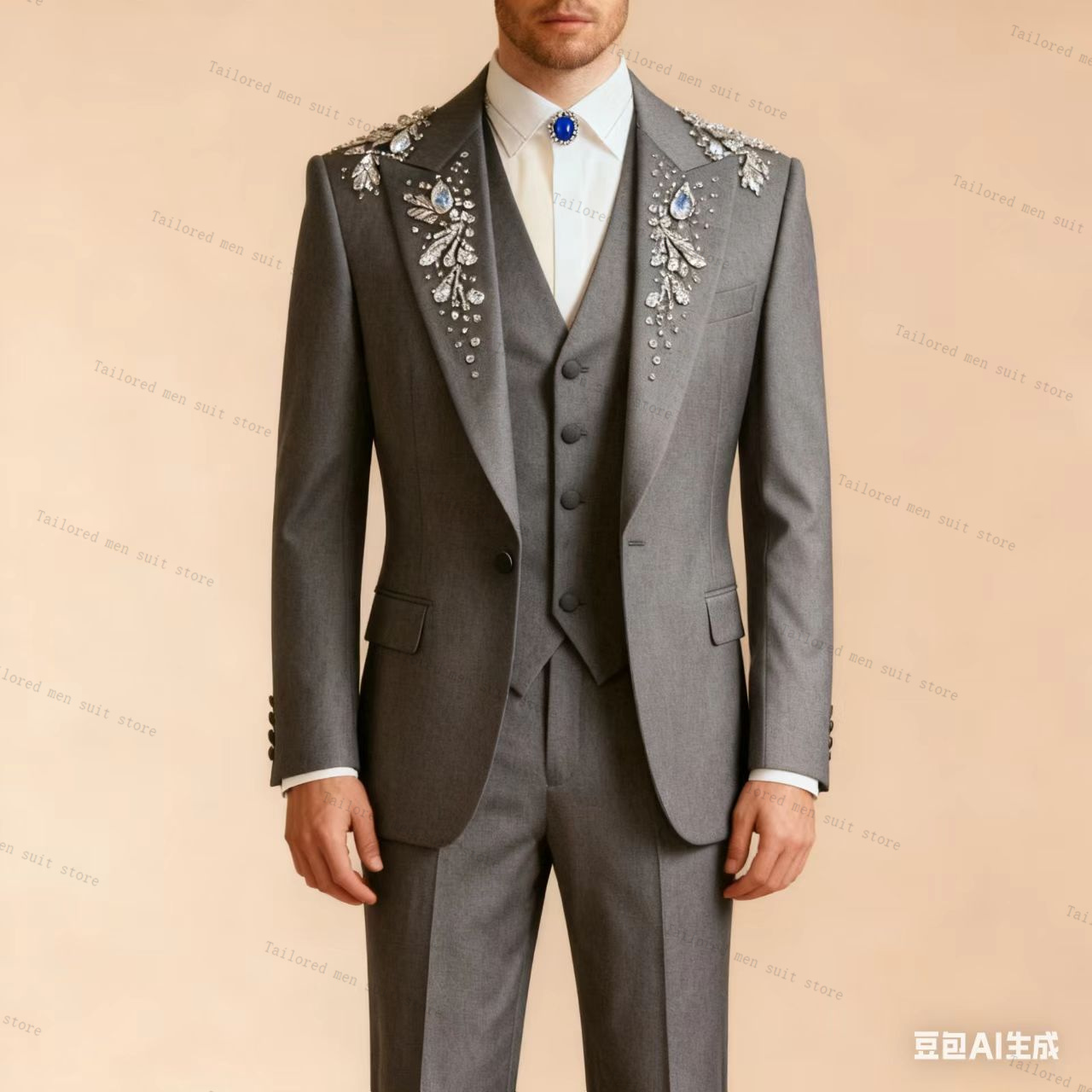 Green Men Suits Pants Set 3 Pc - Men Formal Wear Wedding Guest recensione e prezzo