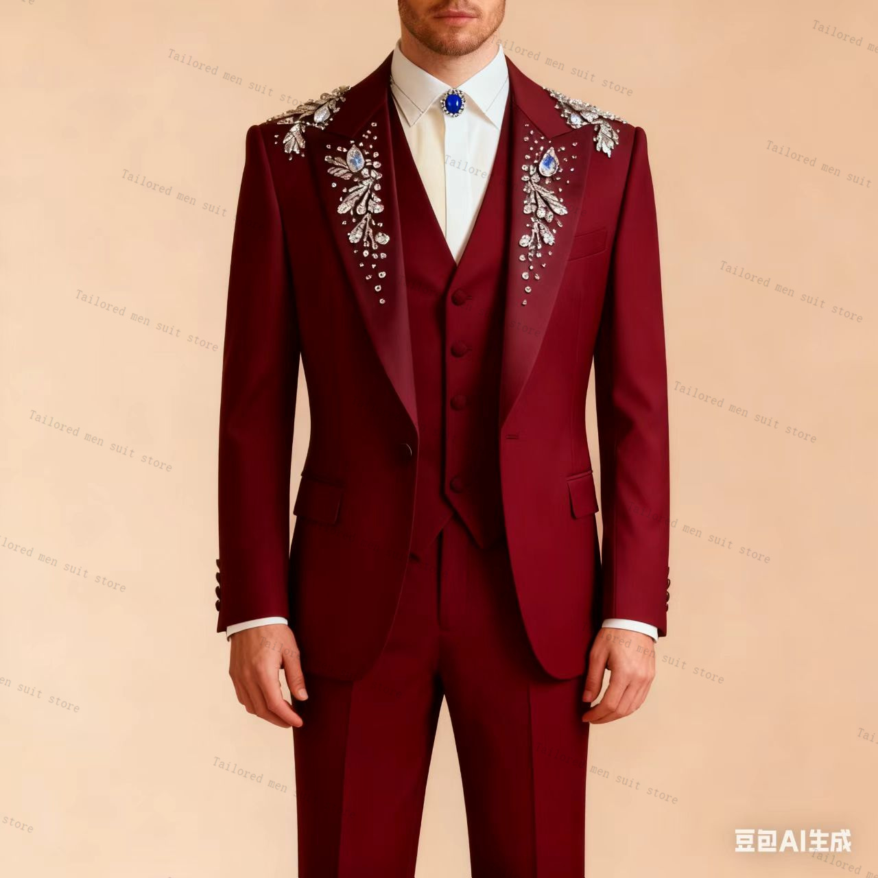 Green Men Suits Pants Set 3 Pc - Men Formal Wear Wedding Guest recensione e prezzo