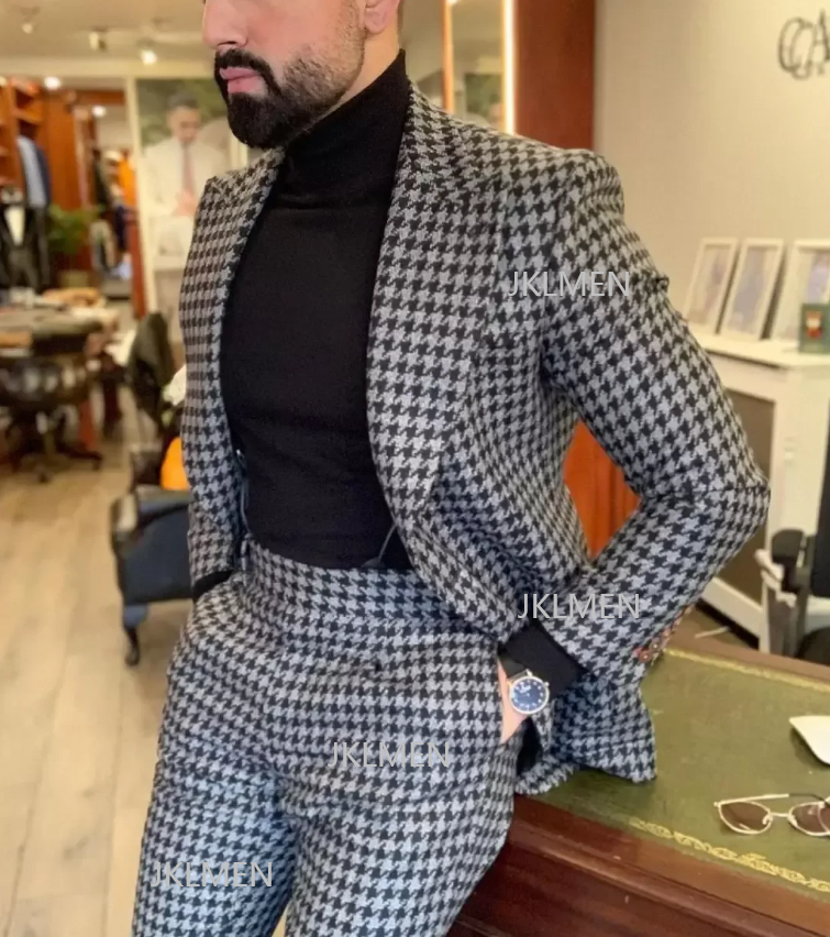 Houndstooth Mens Suits 2PCS We - Formal Wear For Men In Wedding recensione e prezzo