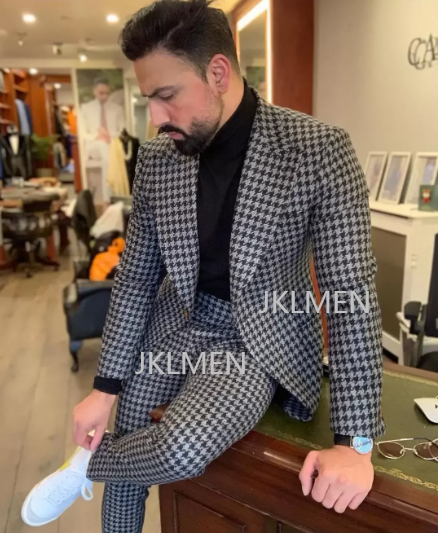 Houndstooth Mens Suits 2PCS We - Formal Wear For Men In Wedding recensione e prezzo