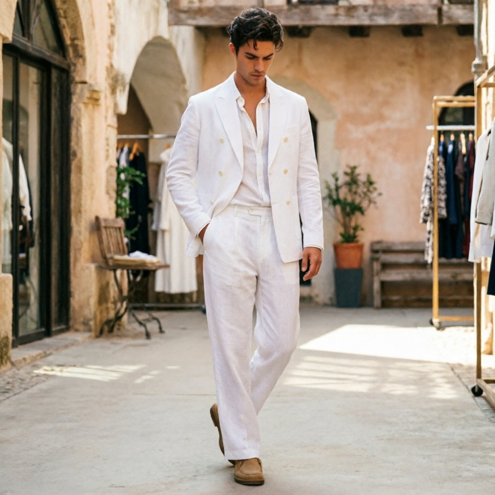 Sage Green Linen Men Suits Rel - Men Formal Wear Wedding Guest recensione e prezzo